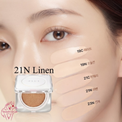 CLIO Kill Cover Founwear Cushion 21N Linen 15g on-skin shade swatch comparison with 5 shades
