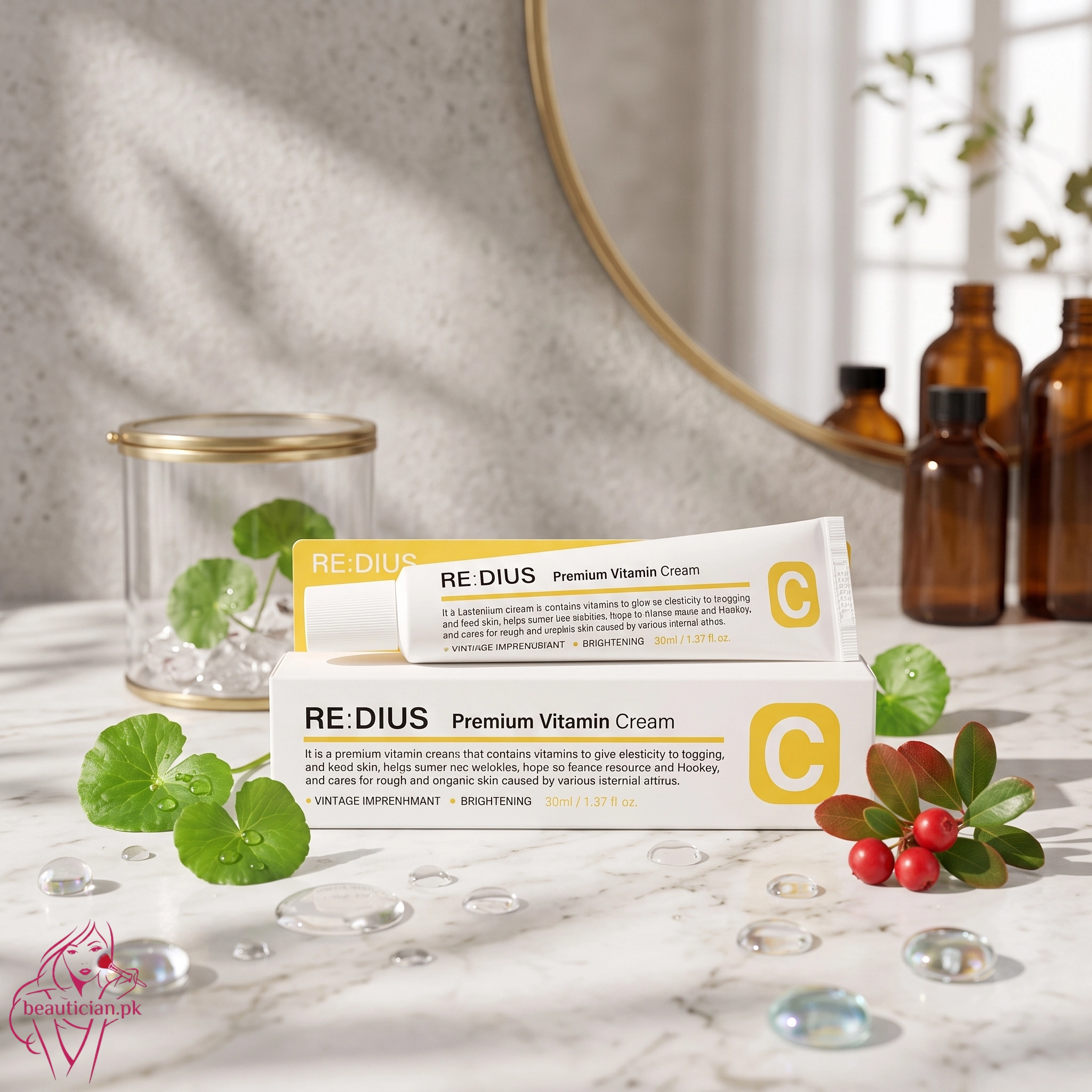 RE:DIUS Premium Vitamin Cream 30ml Tube and Box