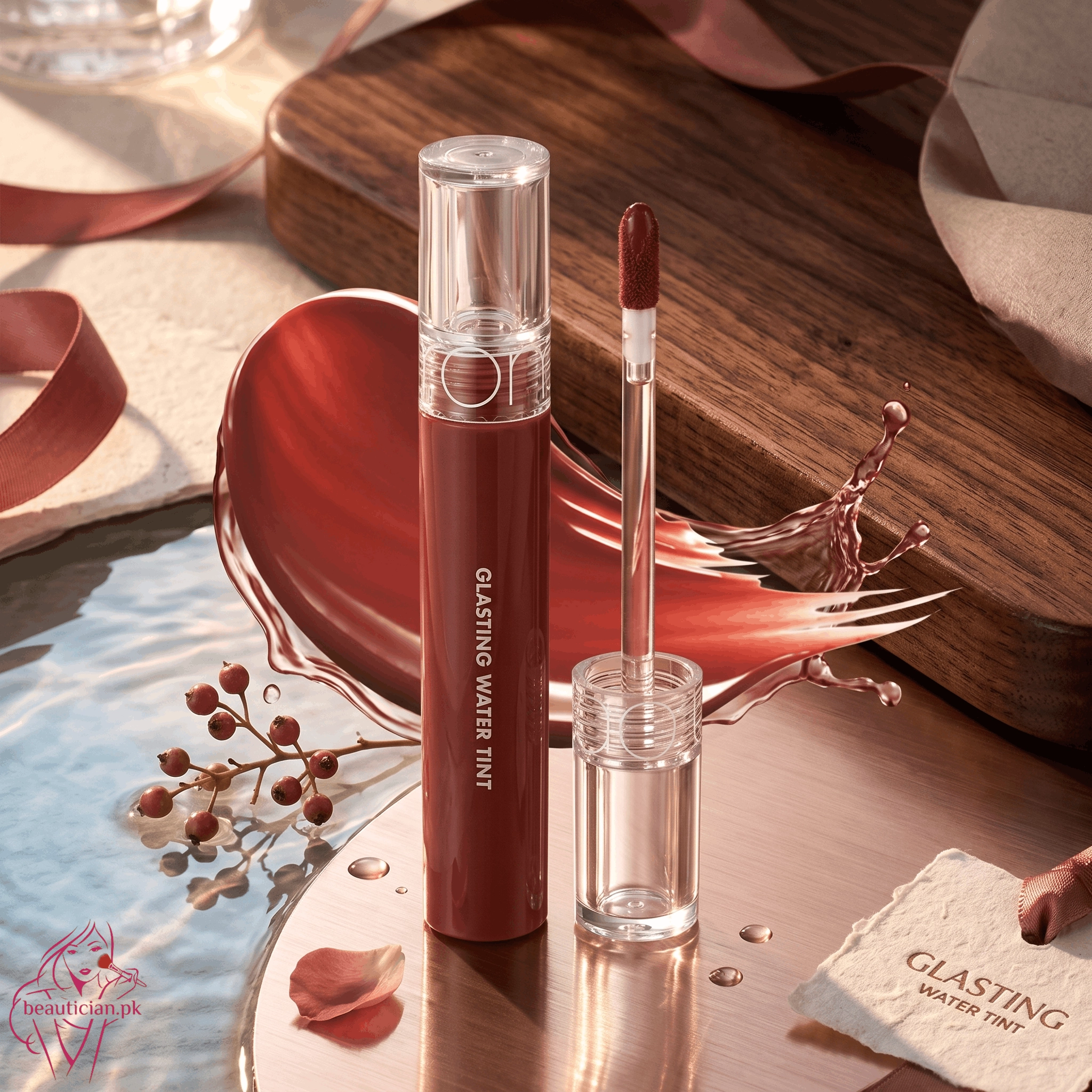 Rom&nd Glasting Water Tint 4g 03 Brick River Warm Brick Red Lip Tint