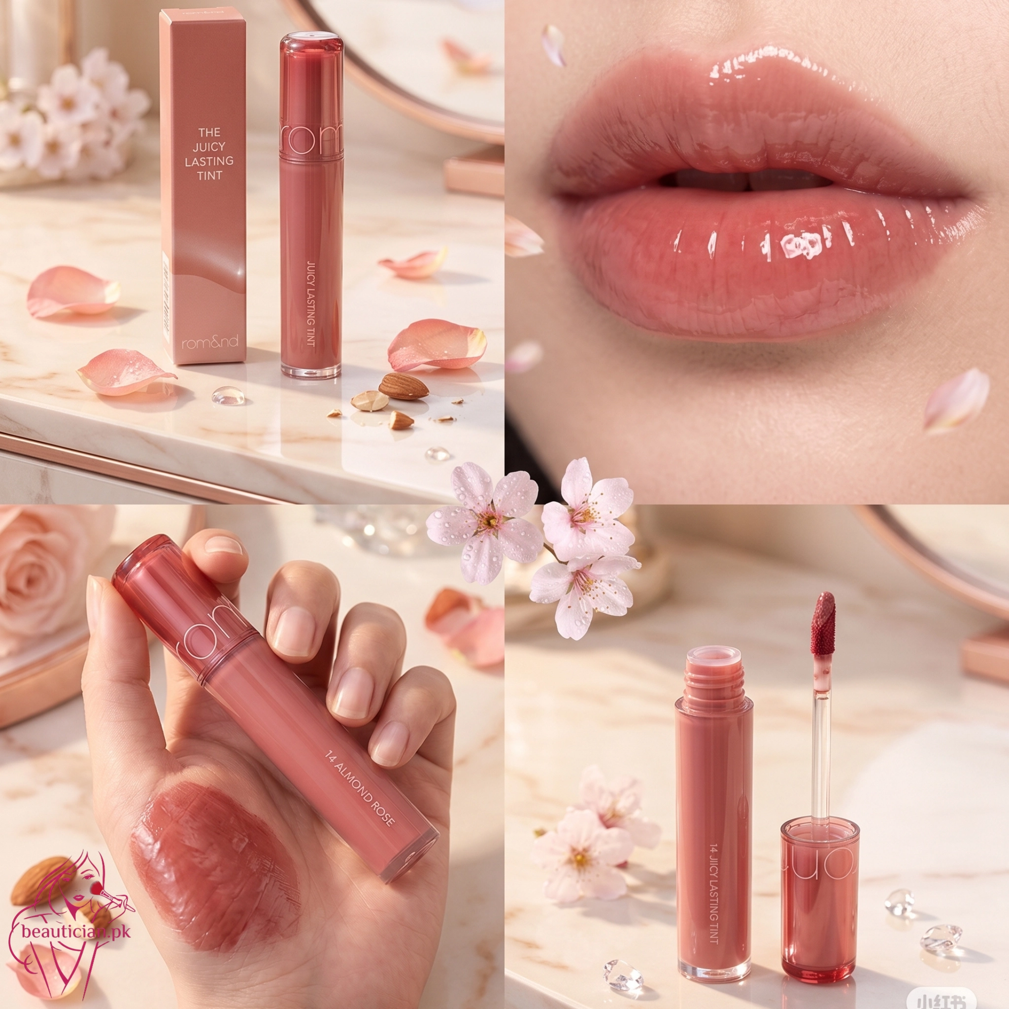 Rom&nd The Juicy Lasting Tint 14 Almond Rose Warm Rose-Almond Lip Tint